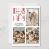 3フォトコラージミニマルモダンリストクリスマス シーズンカード (正面)