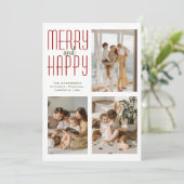 3フォトコラージミニマルモダンリストクリスマス シーズンカード (スタンド正面)
