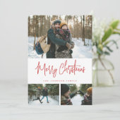 3フォトコラージミニマルモダンリストホワイトレッド シーズンカード (スタンド正面)