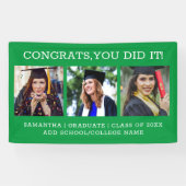 3フォトコラージュおめでとう大学院卒業グリーン 横断幕 (横)