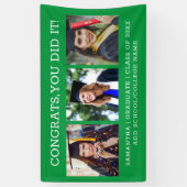 3フォトコラージュおめでとう大学院卒業グリーン 横断幕 (縦)