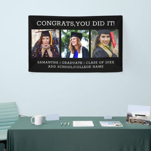 3フォトコラージュおめでとう2023年卒業 横断幕 (トレードショー)