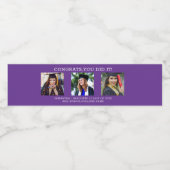 3フォトコラージュおめでとう20XX卒業紫 ペットボトルラベル (シングルラベル)