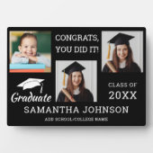 3フォトコラージュおめでとうGrad 2025黒 フォトプラーク (正面)