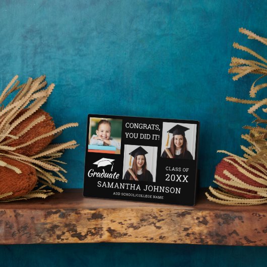 3フォトコラージュおめでとうGrad 2025黒 フォトプラーク (側面)