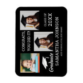 3フォトコラージュおめでとうGrad 2025黒 マグネット (縦)