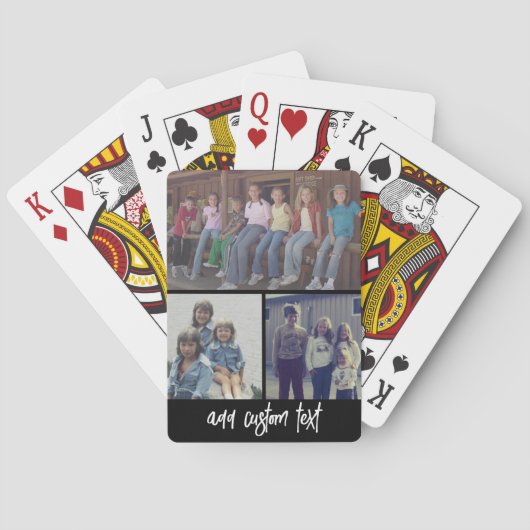 3フォトコラージュとスクリプト文字白黒 トランプ (裏面)