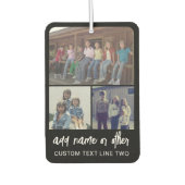 3フォトコラージュとスクリプト文字-白黒 カーエアーフレッシュナー (正面)