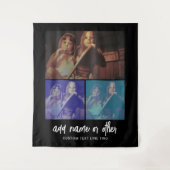 3フォトコラージュとスクリプト文字-白黒 タペストリー (正面)