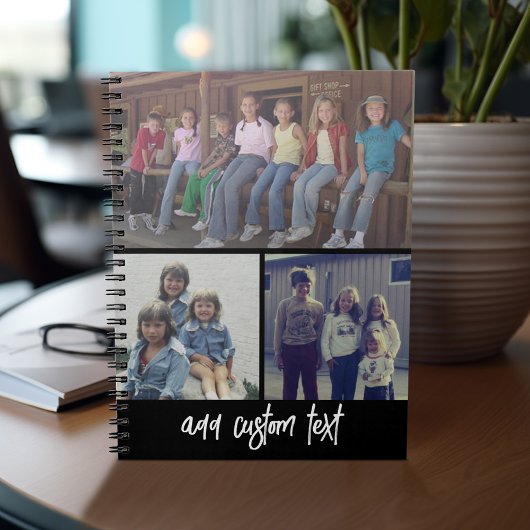 3フォトコラージュとスクリプト文字-白黒 ノートブック