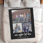 3フォトコラージュとスクリプト文字-白黒 フリースブランケット