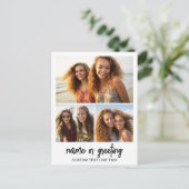 3フォトコラージュとスクリプト文字-白黒 ポストカード (スタンド正面)