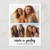 3フォトコラージュとスクリプト文字-白黒 ポストカード (正面)
