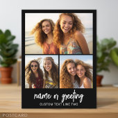 3フォトコラージュとスクリプト文字-白黒 ポストカード