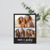 3フォトコラージュとスクリプト文字-白黒 ポストカード (スタンド正面)