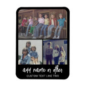 3フォトコラージュとスクリプト文字-白黒 マグネット (縦)