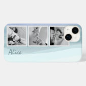 3フォトコラージュと名前トレンディーアクアブルー Case-Mate iPhoneケース (裏面 (横))