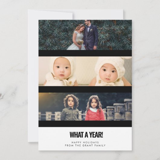 3フォトコラージュなんと1年！家族 シーズンカード (正面)