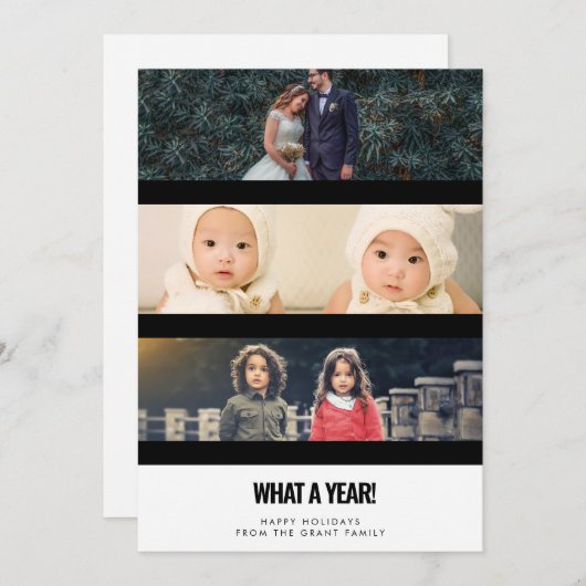 3フォトコラージュなんと1年!家族 シーズンカード (正面/裏面)