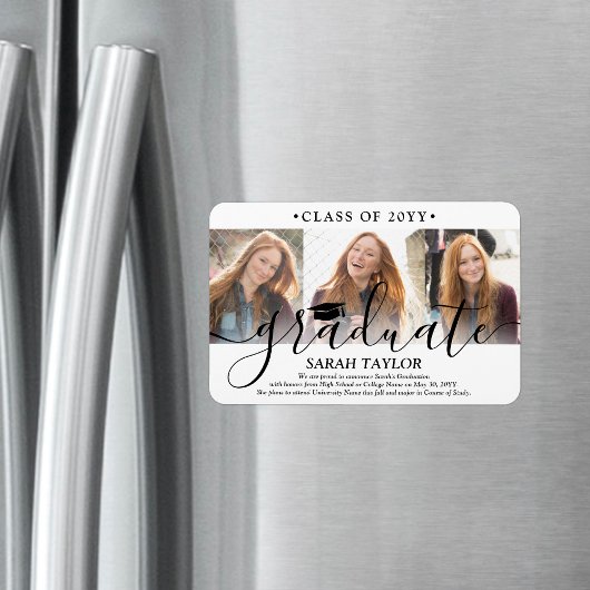 3フォトコラージュのモダン卒業発表 マグネット
