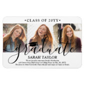 3フォトコラージュのモダン卒業発表 マグネット (横)