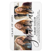 3フォトコラージュのモダン卒業発表 マグネット (縦)