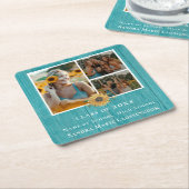 3フォトコラージュひまわり黄色の卒業パーティー スクエアペーパーコースター (アングル)