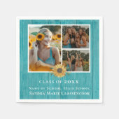 3フォトコラージュひまわり黄色の卒業パーティー スタンダードカクテルナプキン (正面)