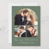 3フォトコラージュアーチグリーンメリークリスマス セーブザデート (正面)