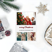 3フォトコラージュエレガントメリークリスマスカード シーズンカード