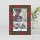 3フォトコラージュシーズンのグリーティングレッドグリーンプレイド シーズンカード (スタンド正面)