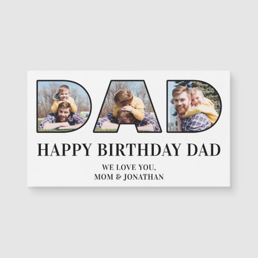 3フォトコラージュハッピーバースデーパパ磁気カード (正面)