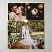 3フォトコラージュパーソナライズされた金ゴールドハートフォイルプリント 箔ポスター (正面)