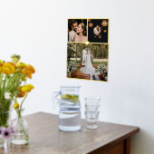 3フォトコラージュパーソナライズされた金ゴールドハートフォイルプリント 箔ポスター (レイダウン (キッチン))