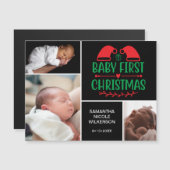 3フォトコラージュベビー第1回クリスマス磁気カード (正面/裏面)