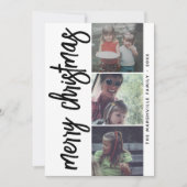 3フォトコラージュメリークリスマス – 白黒 シーズンカード (正面)