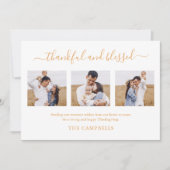 3フォトコラージュモダンスクリプト感謝祭 シーズンカード (正面)