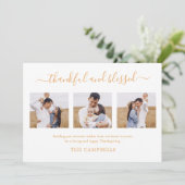 3フォトコラージュモダンスクリプト感謝祭 シーズンカード (スタンド正面)