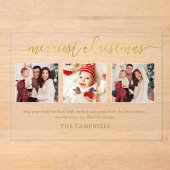 3フォトコラージュモダンスクリプメリート「クリスマス」 アクリル招待状 (正面)