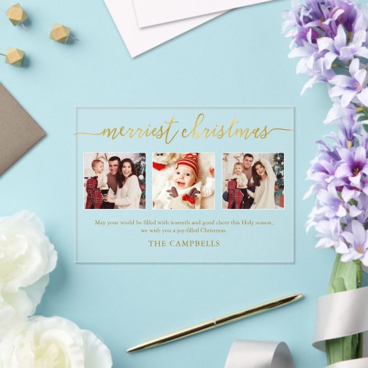 3フォトコラージュモダンスクリプメリート「クリスマス」 アクリル招待状 (インサイチュ (ウェディング))