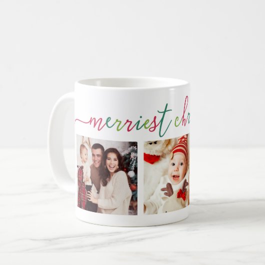 3フォトコラージュモダンスクリプメリート「クリスマス」 コーヒーマグカップ (正面左)