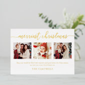 3フォトコラージュモダンスクリプメリート「クリスマス」 箔招待状 (立ち正面)