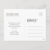 3フォトコラージュモダンハッピーホリデイズレッド シーズンポストカード (裏面)