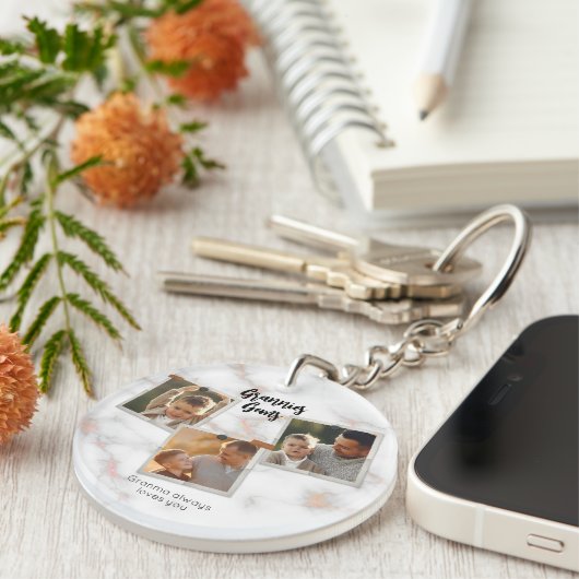 3フォトコラージュモダンファエレガントミリ愛 キーホルダー (正面右)