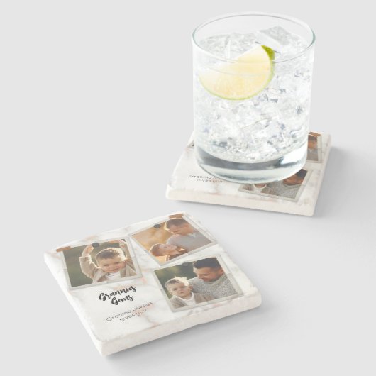 3フォトコラージュモダンファエレガントミリ愛 ストーンコースター (横)