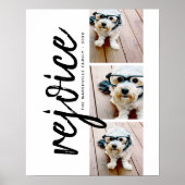 3フォトコラージュモダンメリークリスマスレジョイス ポスター (正面)