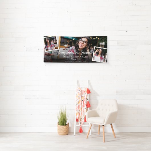 3フォトコラージュモダン卒業式パーティー 横断幕 (インサイチュ)