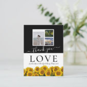 3フォトコラージュモダン白黒ひまわり サンキューカード (スタンド正面)