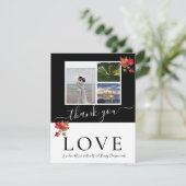 3フォトコラージュモダン白黒紅葉 サンキューカード (スタンド正面)