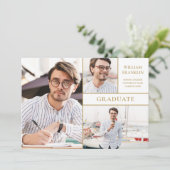 3フォトコラージュモダン金ゴールド卒業 案内状 (スタンド正面)